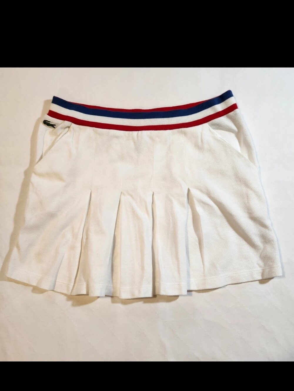 VTG Lacoste Sport Youth Girls Tennis Skirt Size 14 White Pleated Made in Peru